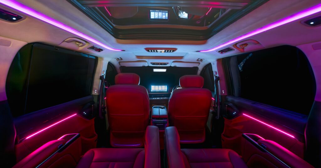 MG M9 EV interior design with lighting